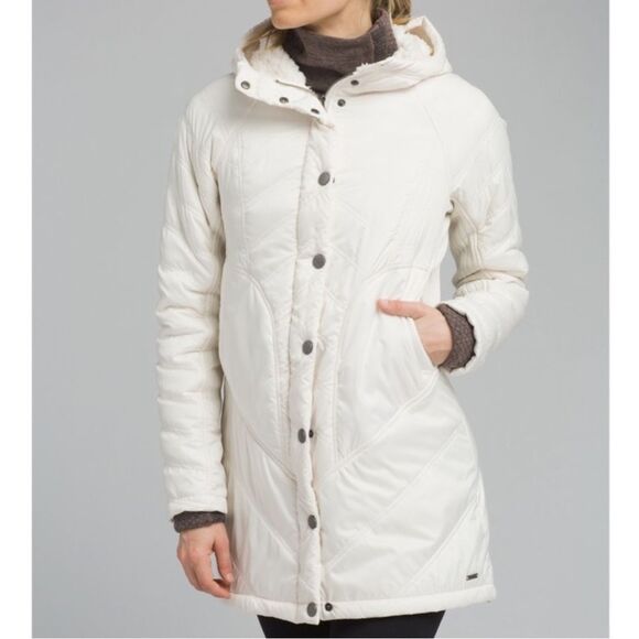 PRANA Diva Long Jacket Water Repellent Sherpa Coat, Size XL MSRP $179 - Picture 2 of 8